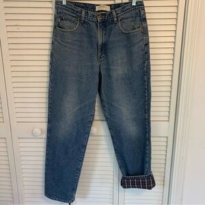 LL Bean Mens 34x32 Double L Classic Fit Plaid Flannel Lined Workwear Denim Jeans